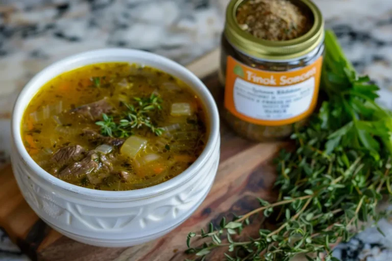 Beef stew with beef bouillon and beef stock powder on a kitchen counter