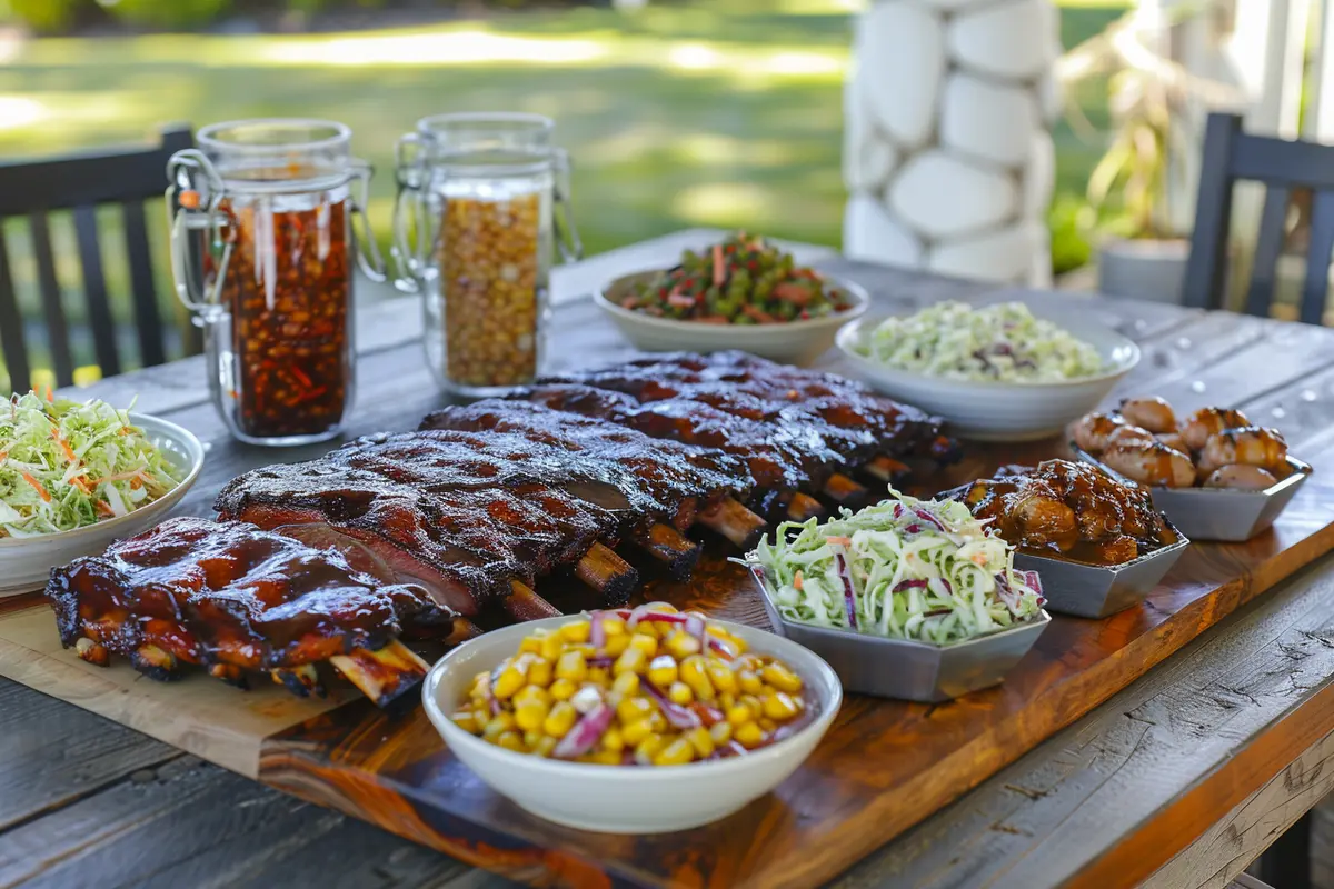 Party ribs served with classic sides