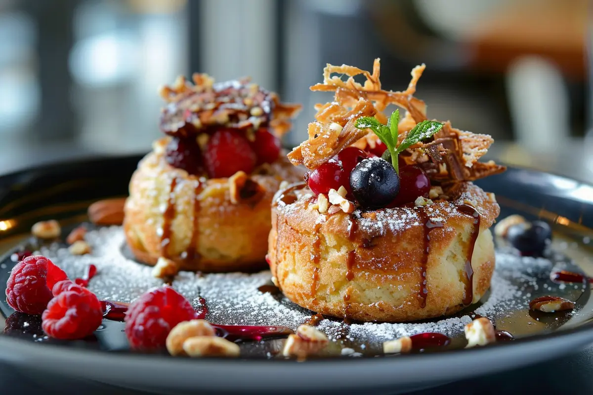 Freshly baked muffins served on a plate with a soft golden crust